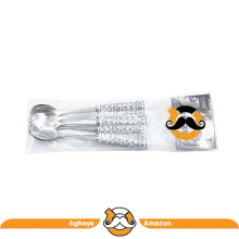 قاشق سرو استیل دسته طرح گل ایکس (6 عددی)