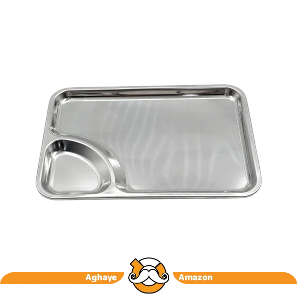 مزه خوری مستطيل استیل 2 خانه سایز 17*24