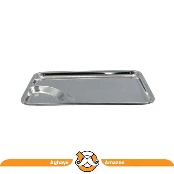 مزه خوری مستطيل استیل 2 خانه سایز 17*24